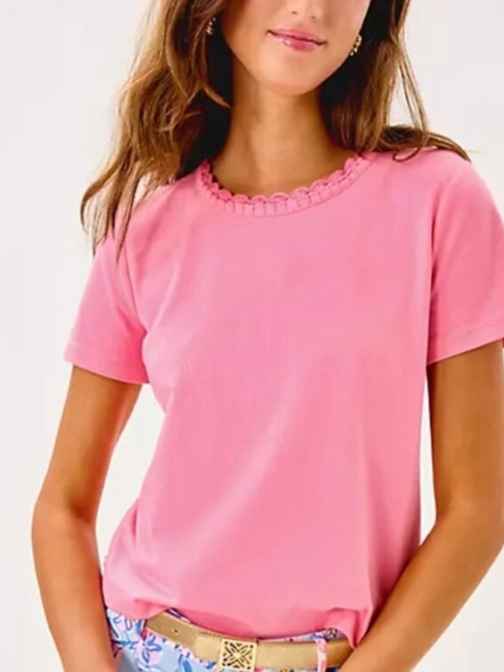 NWT! Lilly Pulitzer Clairmont Crochet Trimmed Knit Top, Rousseau Pink